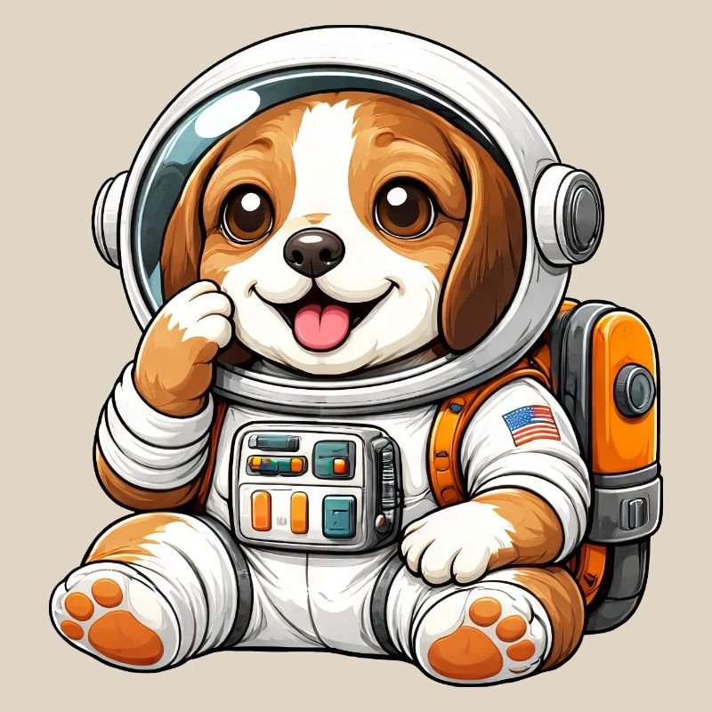 Dessin animé Astronaute Beagle Explorateur de l’Espace mignon