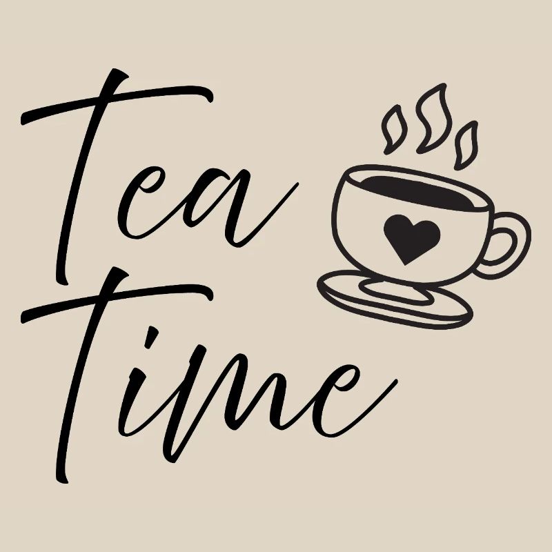 Tea Time Script Quote Cute Coffee Cup Design