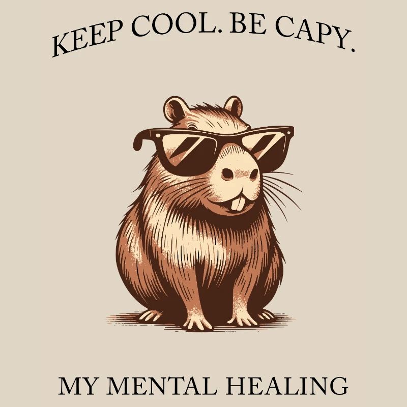 Capybara- Keep Cool, Be Capy - Minimalist Design