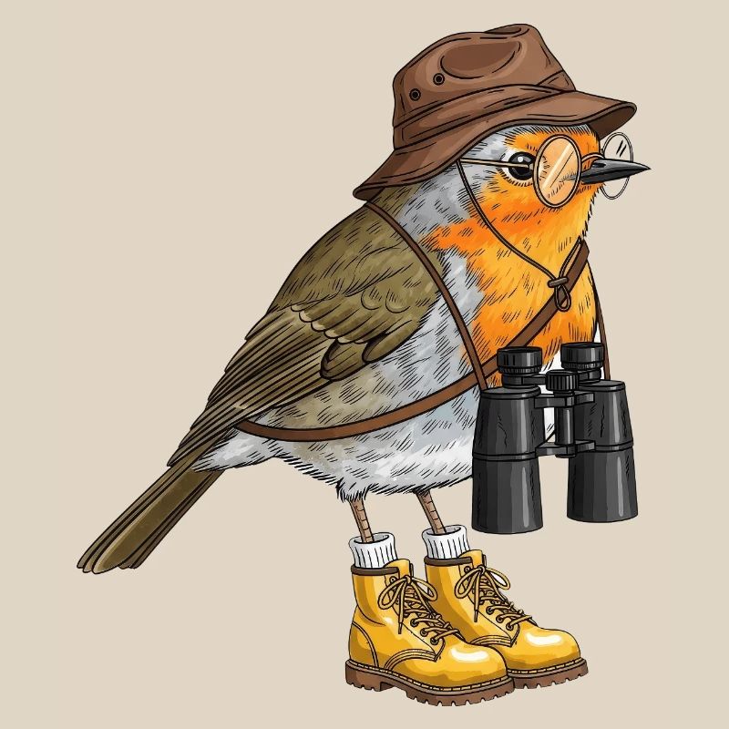 Explorer Robin with Binoculars