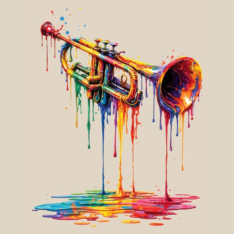Trompette avec de la peinture qui goutte
