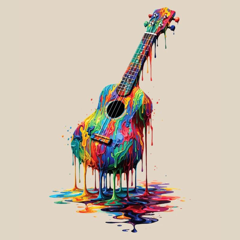 Ukulele mit tropfender Farbe