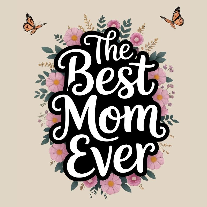 Best Mom Ever Floral Script