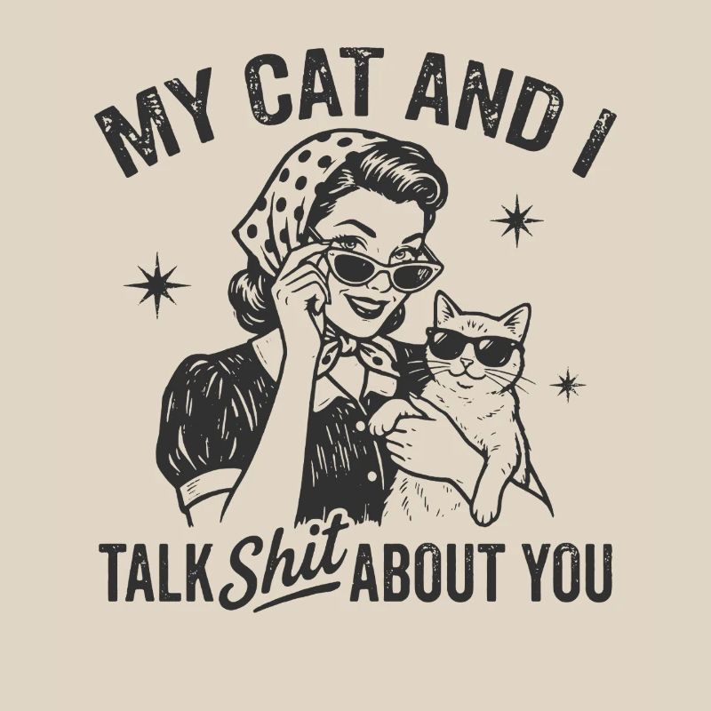 Katzengespräch im Retrostil Lästern Geschenk