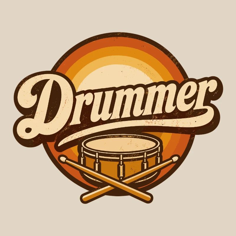 Drummer Retro Logo with Drum