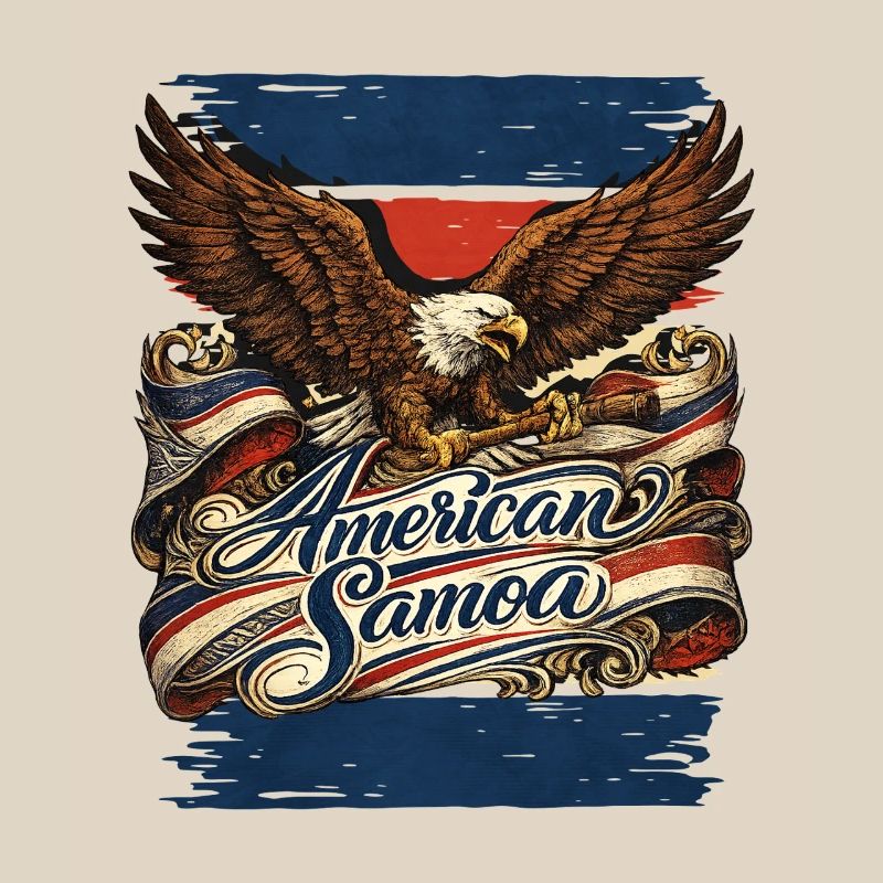 Aigle sur ruban de drapeau Samoa américaines