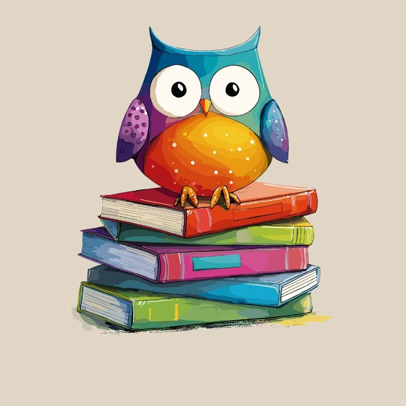 Bücherstapel Eule