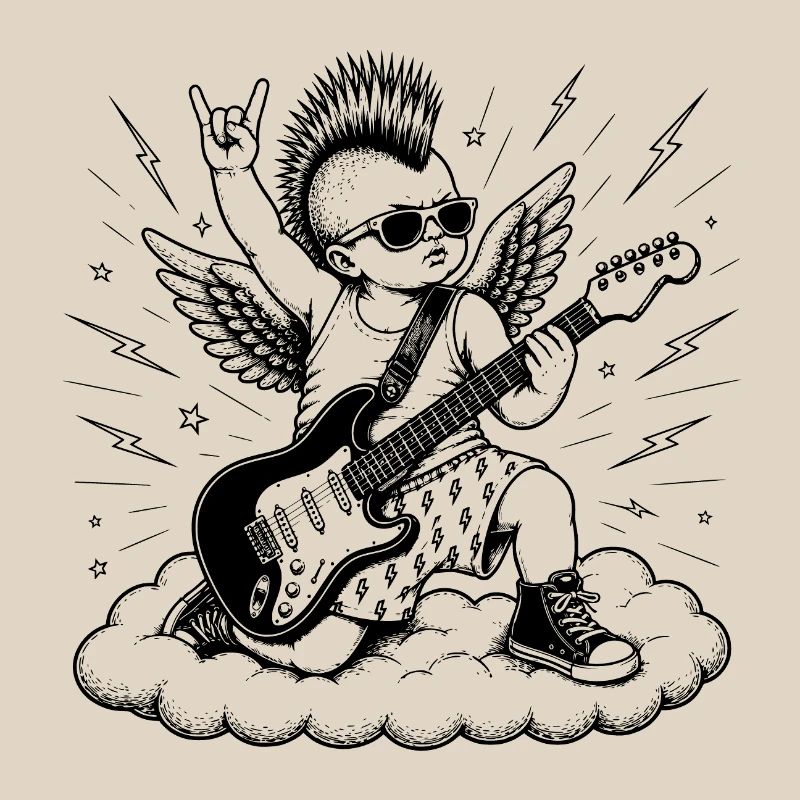 Punk Cherub mit E-Gitarre