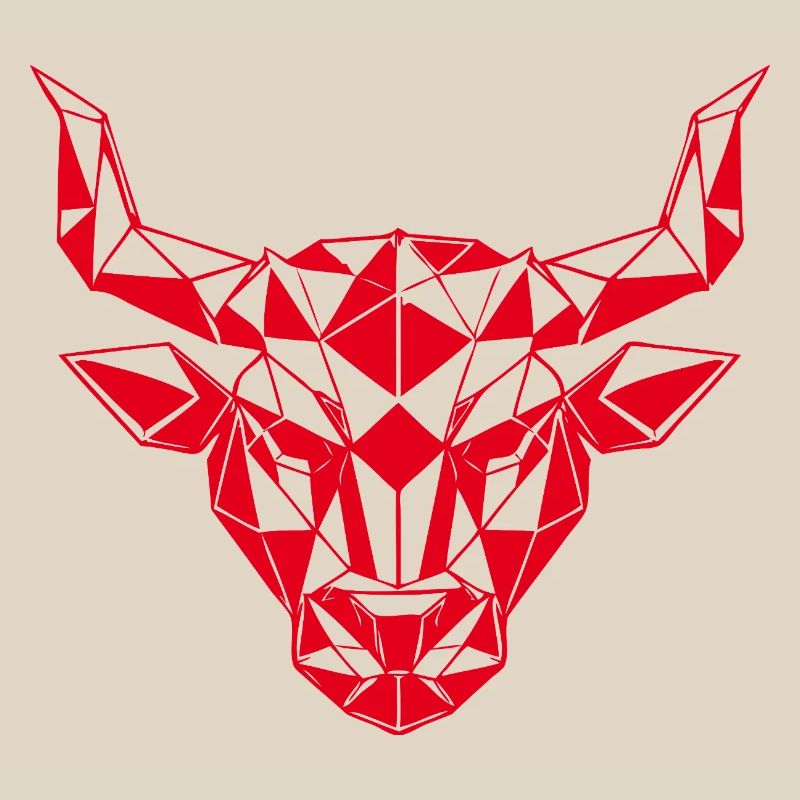 Roter Low-Poly Stierkopf