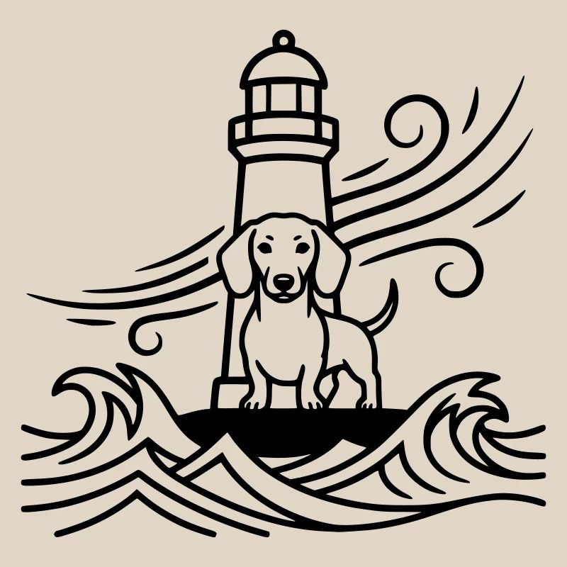 Mer du phare de tempête du teckel