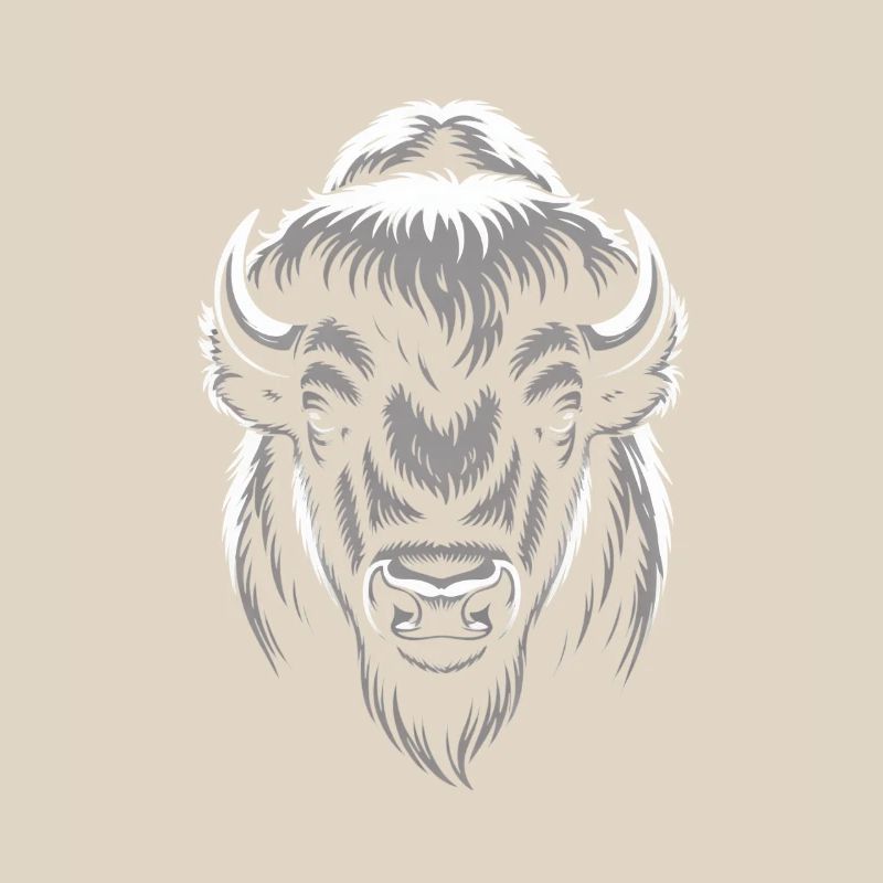 Gray bison head