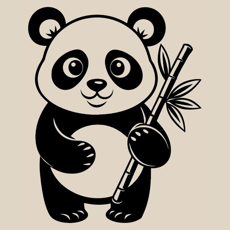 Panda With Bamboo