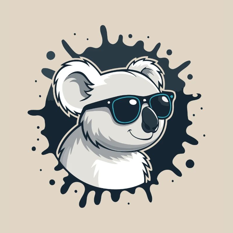 Koala chic glasses on blue splash