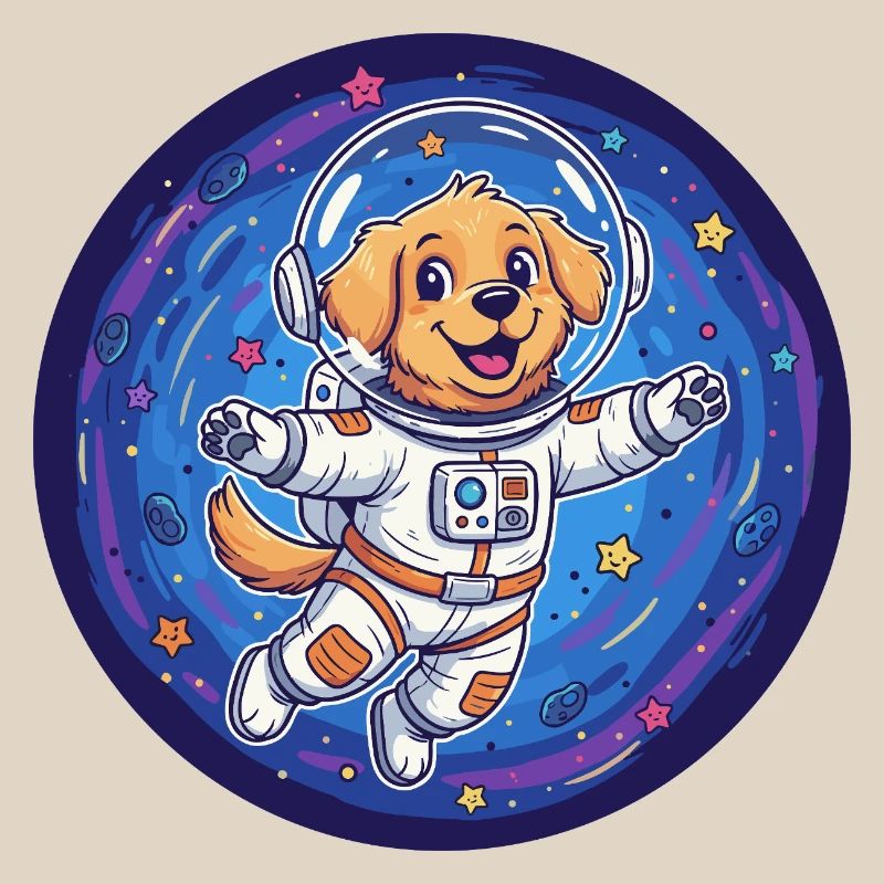Chien de l’espace en combinaison d’astronaute