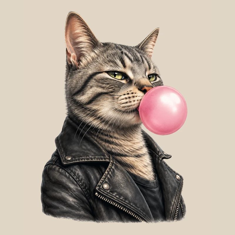 Cool cat with leather jacket