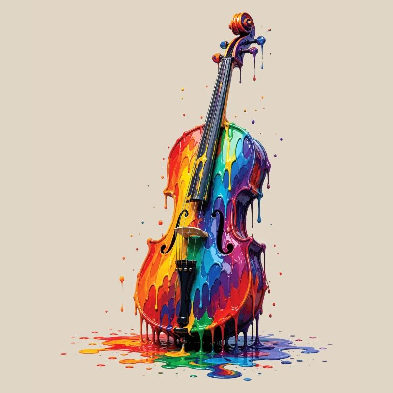 Viola with dripping paint