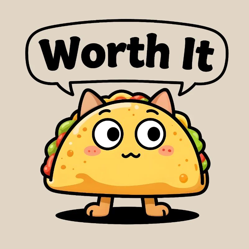 Chat taco expressif – meme “Worth It”