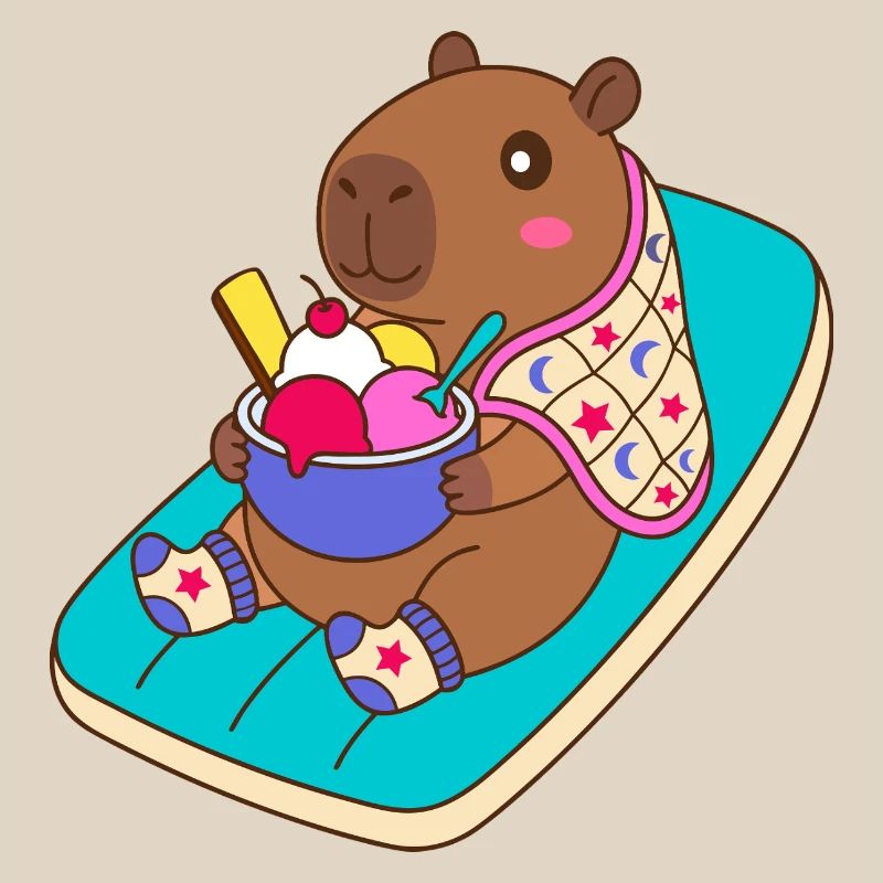 Capibara Sundae sur une plage Float - mode vacances