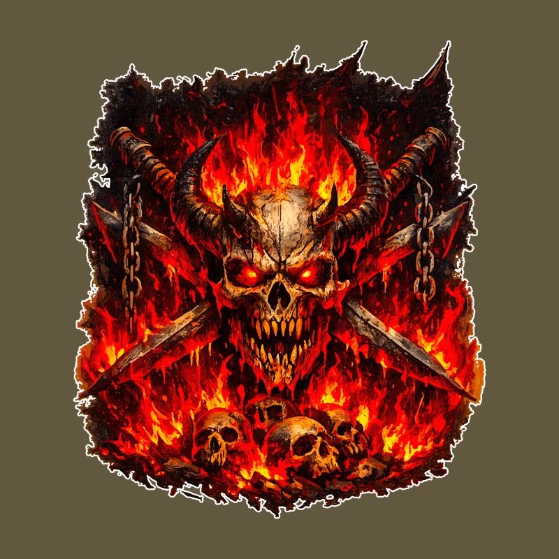 Crâne de Feu avec des Cornes