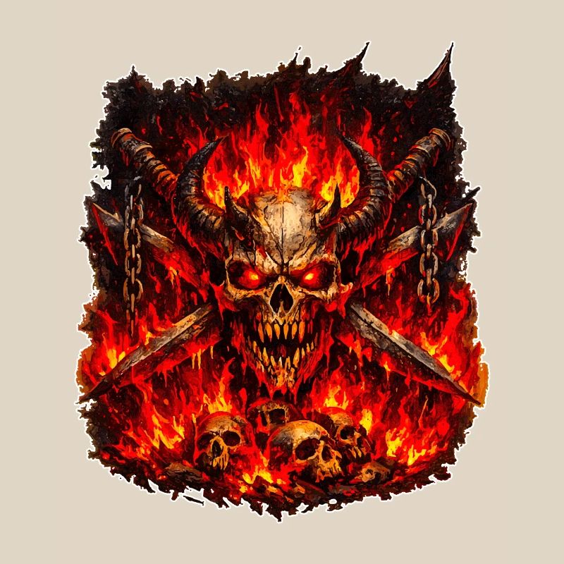 Fire Skull with Horns