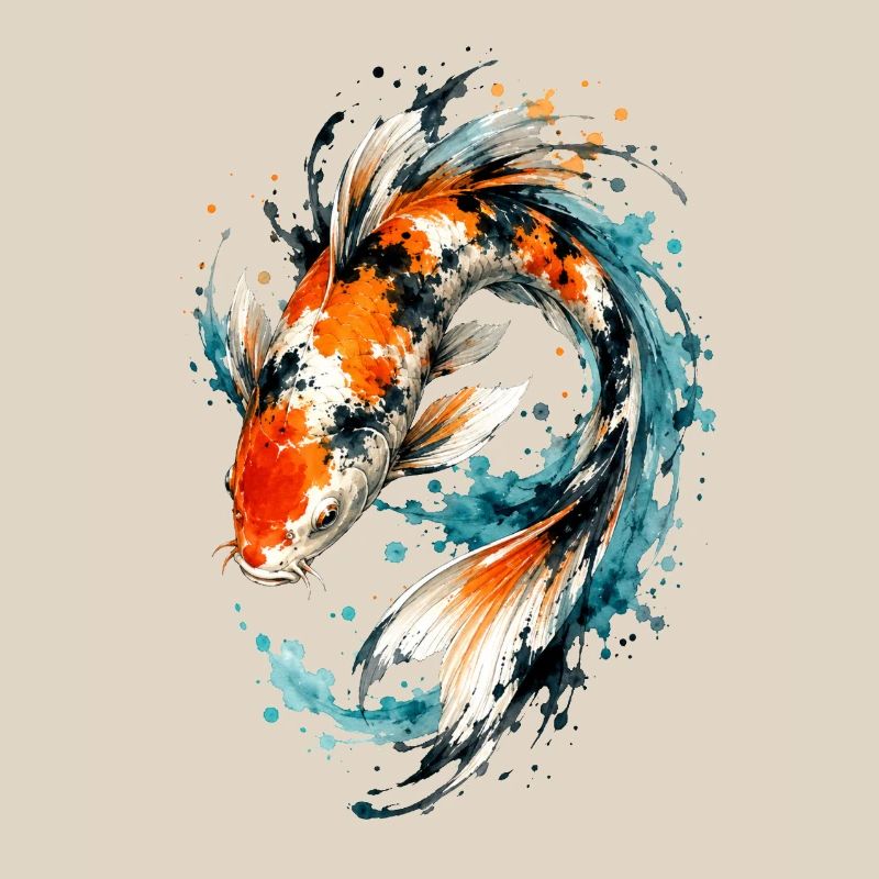 Éclaboussure de carpes koi aquarelle