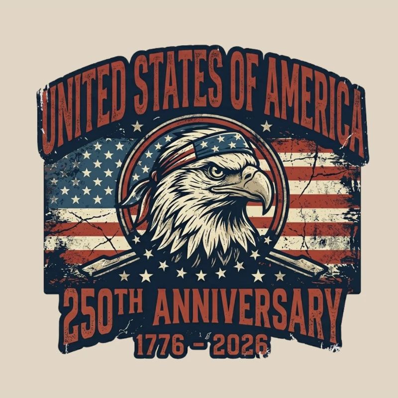 Aigle devant le drapeau américain – États-Unis 250 ans