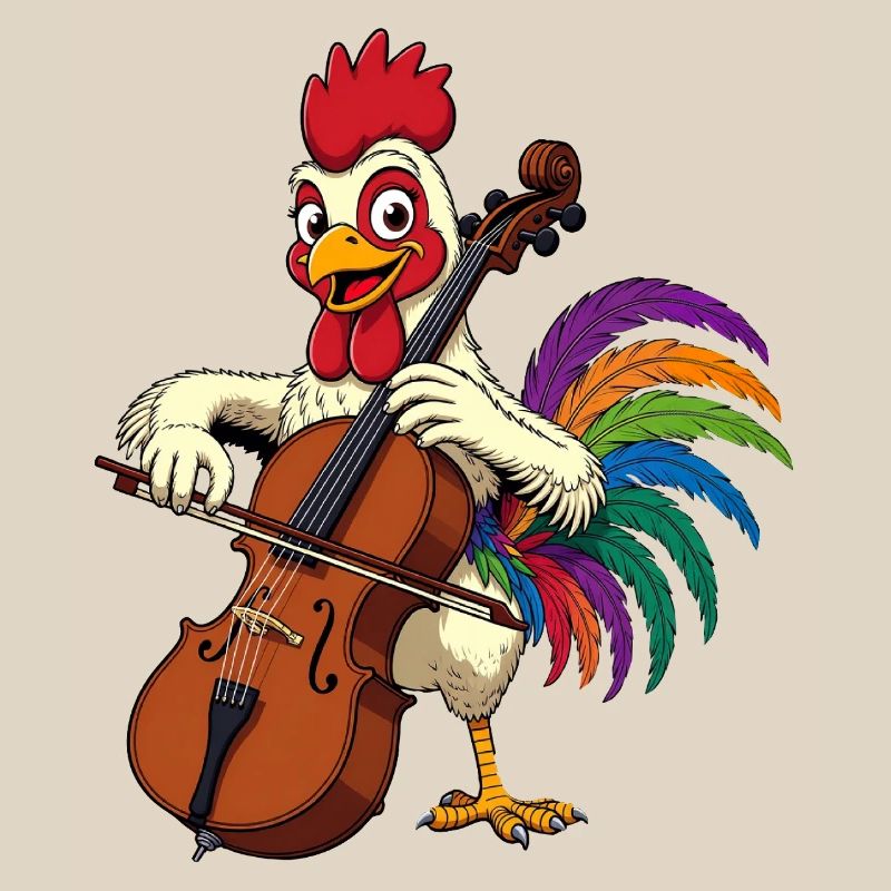 Coq avec violoncelle