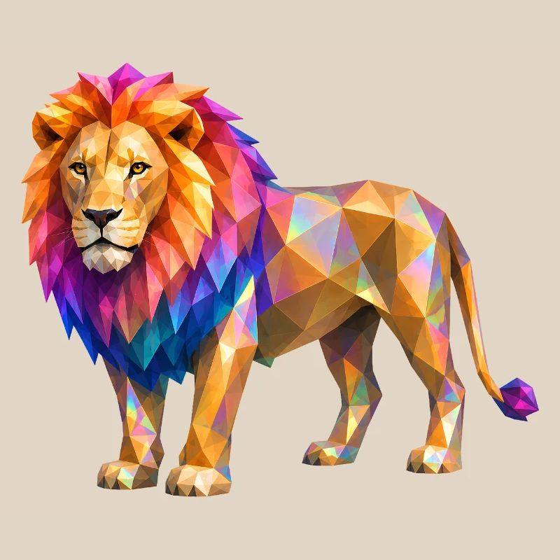 Polygon lion color explosion
