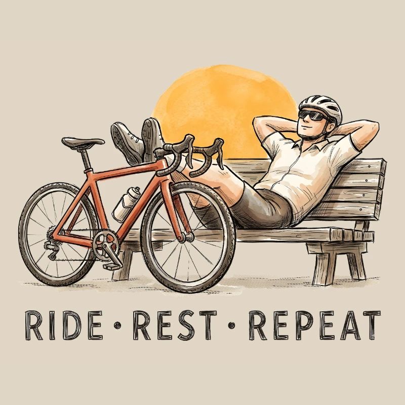 Ride Rest Repeat – Bicycle Drawing Retro