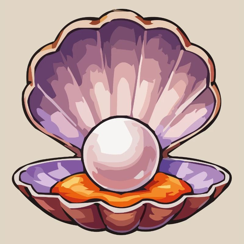Iridescent pearl in shell