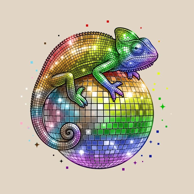 Chameleon on Globo Disco Progress Flag LGBT