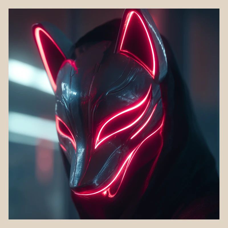 Neon Fox Mask with Glow Edges