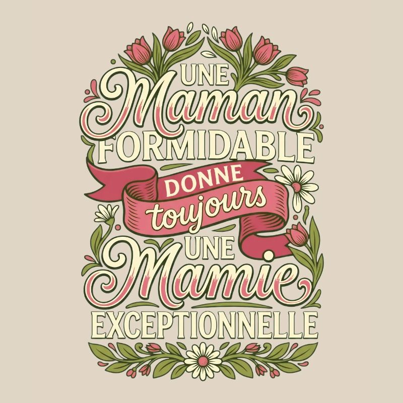 Maman Formidable Mamie Exceptionnelle Fleurs
