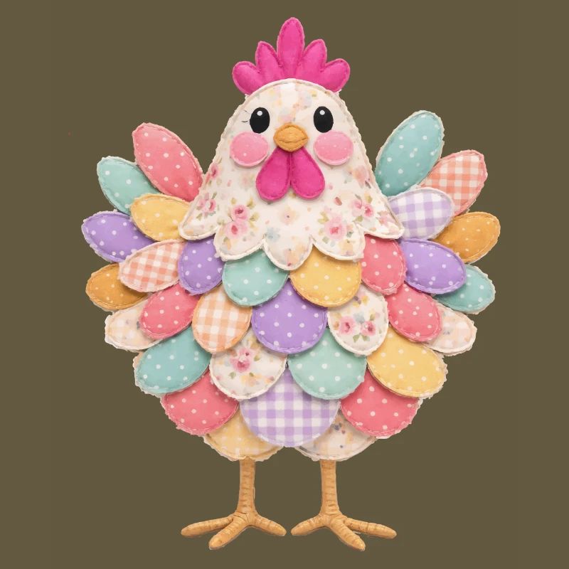 Poule Patchwork Mignonne Style Rustique