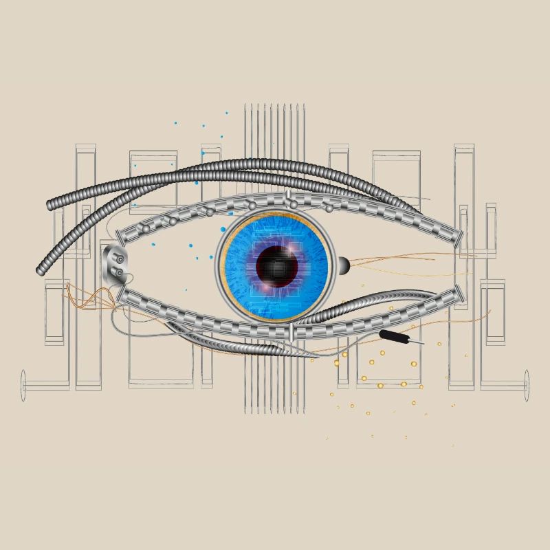 cooles blaues Cyborg oder Roboter Auge