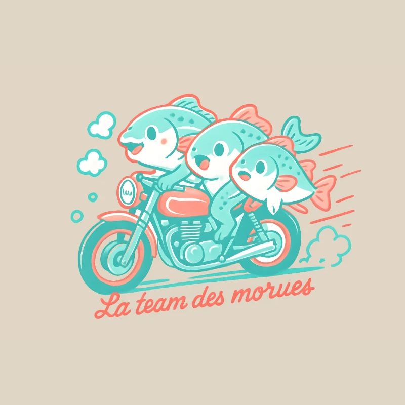 Turquoise cod on a motorcycle