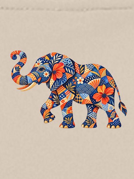 Patchwork-Elefant Blumenmuster