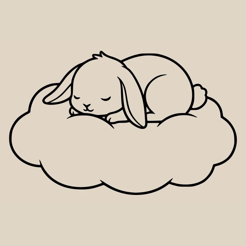 Sleeping Bunny Cloud Outline Vector