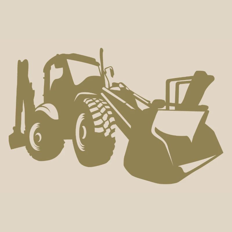 Excavator Wheel Loader Construction Equipment Operator Silhouette
