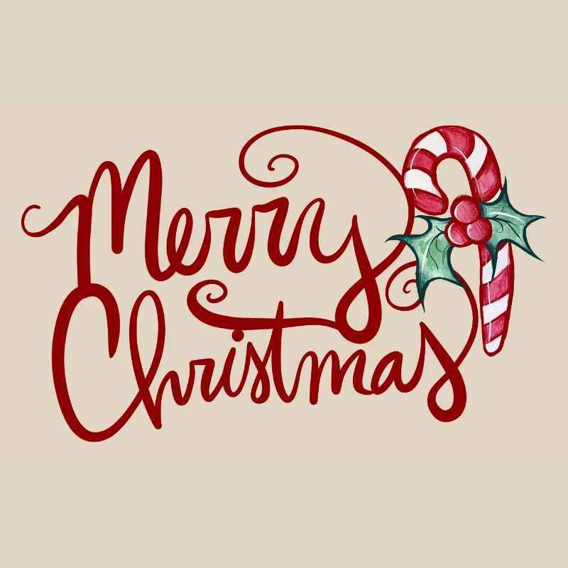Merry Christmas Script with Candy Cane