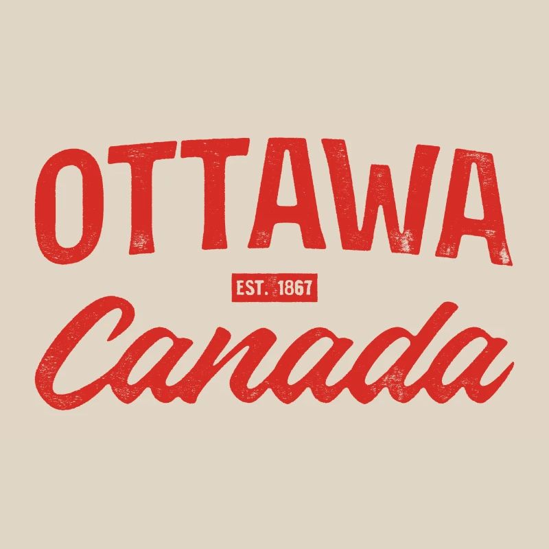 Ottawa Canada Retro Script Red