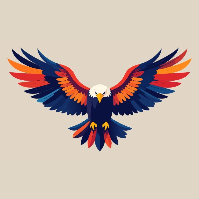 Colorful Eagle Flight Eagle Outstretched Wings Motif