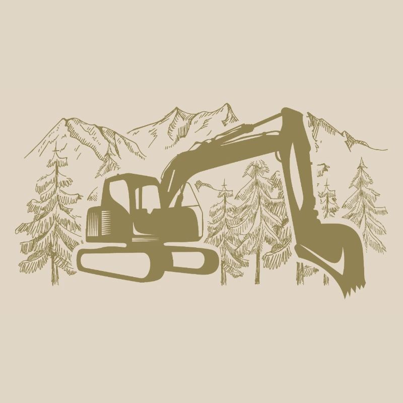 Excavator Silhouette Construction Equipment Operator Work