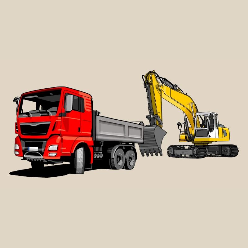 Lastauto mit Bagger
