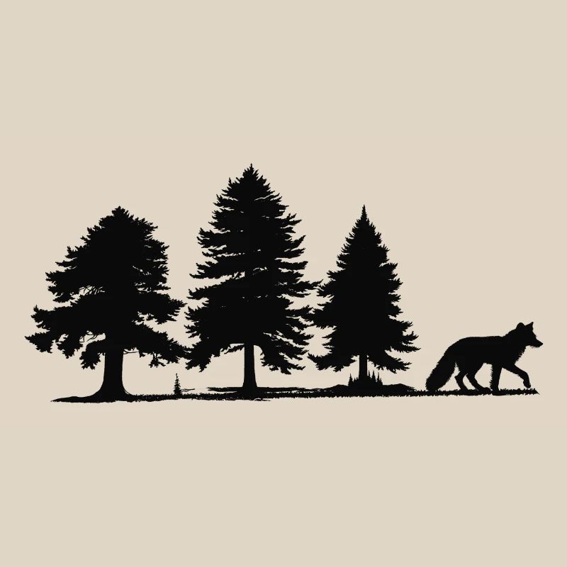 Forest Path Fox Silhouette