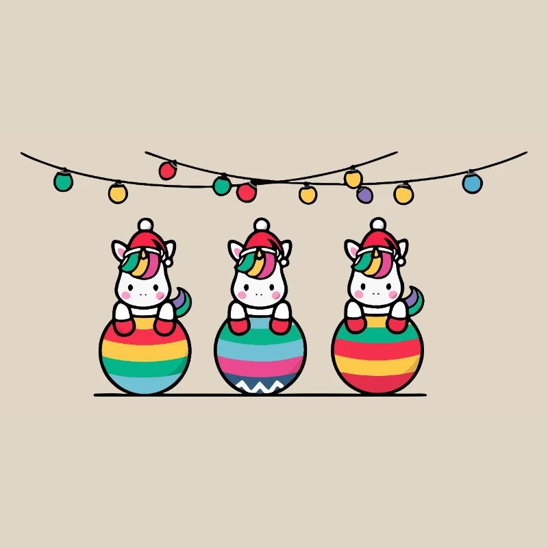 3 Einhörner Weihnachtskugeln Freunde