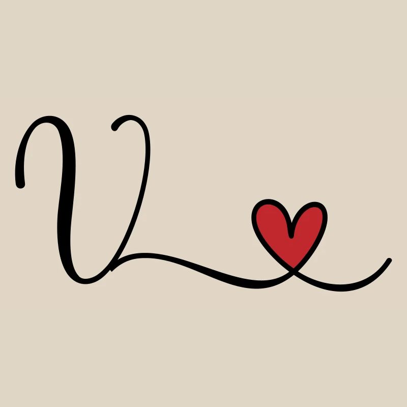Buchstabe V Monogramm Initiale Herz