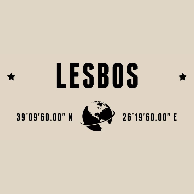 Lesbos Stylized Geographical Coordinates