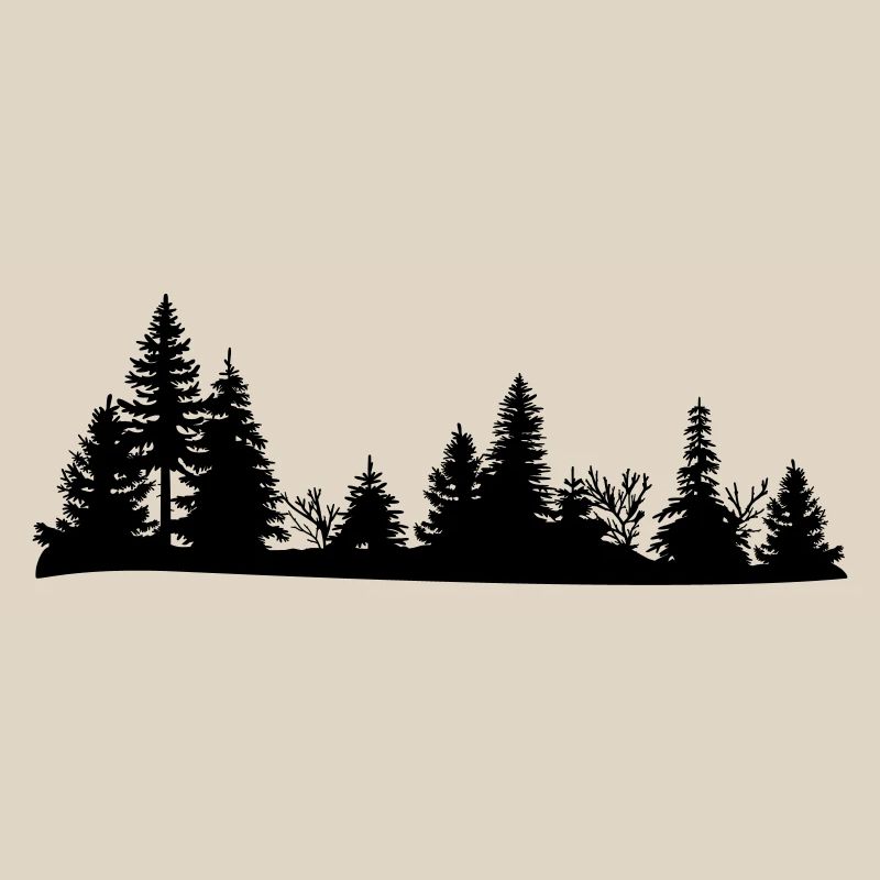 Schwarze Silhouette eines Waldes