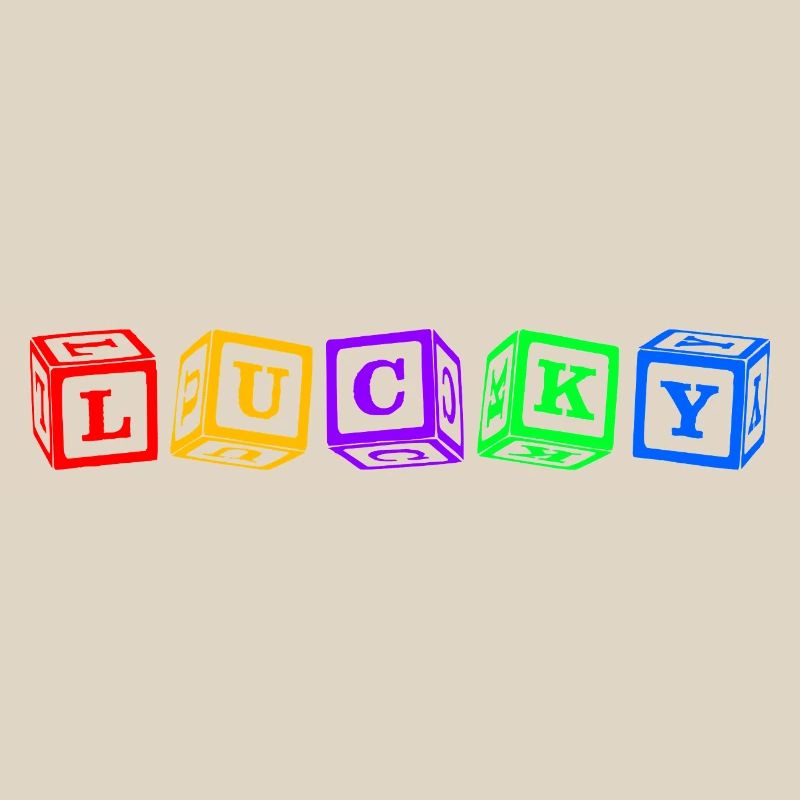 Lucky – Conception colorée de lettres en cube 3D